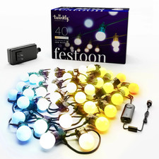 Twinkly Festoon App-Controlled Smart LED 20 Multicolor RGB Bulb Light String