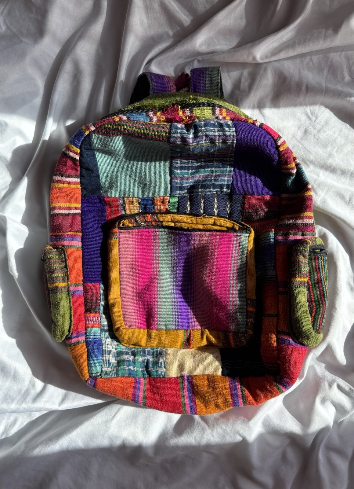 100% Cotton Colorful Patchwork Backpack - image 1
