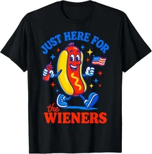 Just Here For The Wieners Funny Hot Dog 4th Of July Unisex T-Shirt