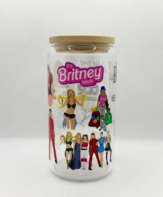 Britney Spears 16 Unzen Klarglas Becher mit Strohhalm, Britney Spears Cold Cup