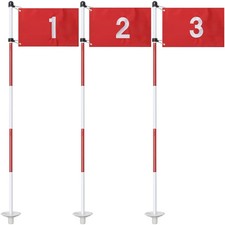 Golf Putting Green Cups and Flags, 6 FT Flagstick, Number1,2,3 , Red