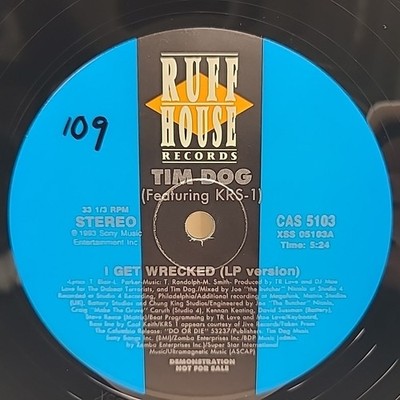RARE Tim Dog ft KRS-1 - I Get Wrecked 12'' PROMO Vinyl 1993 Ruffhouse Records VG