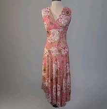 90s Y2K Womens Midi Babydoll Dress Sz 10 Flowy Asymmetrical Fairy Ethereal  Pink