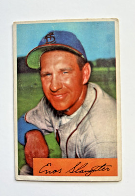 Enos Slaughter-1954 Bowman Baseball Card #62-HOF- Nice Card
