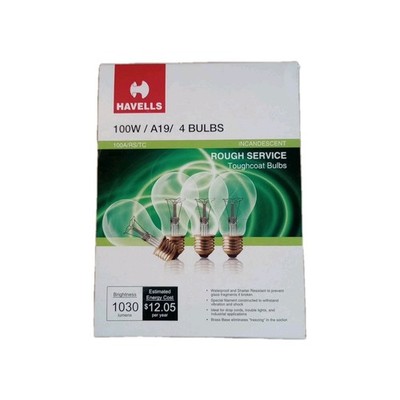 100 Watt Clear Rough Service Bulbs - 4 Pack Coated Shatter Resistant Ceiling Fan