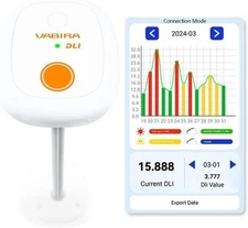 VBR-20 DLI Meter,Full Sun,Partial,Shade,Record Long Term Daily Light Integral,