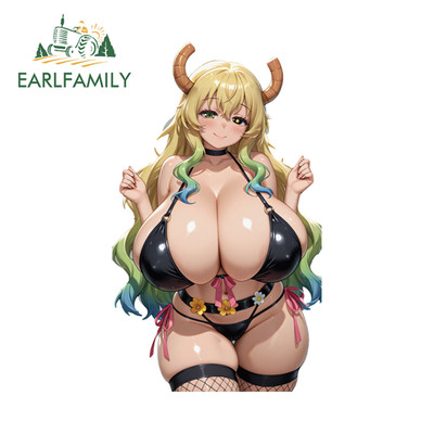 EARLFAMILY 5.1'' Lucoa-dragon Car Stickers Kawaii Trolley Host Laptop PVC Decals