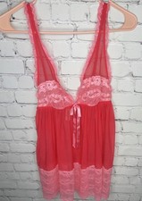 Victoria's Secret Pink Vintage Y2K Lace Mesh Rhinestone Babydoll Lingerie Size M