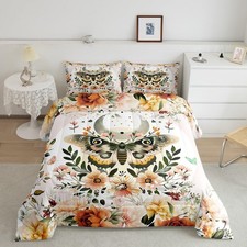 Kids Butterfly Comforter Set Twin Size Boys Girls Boho Moth Comforter Flower ...