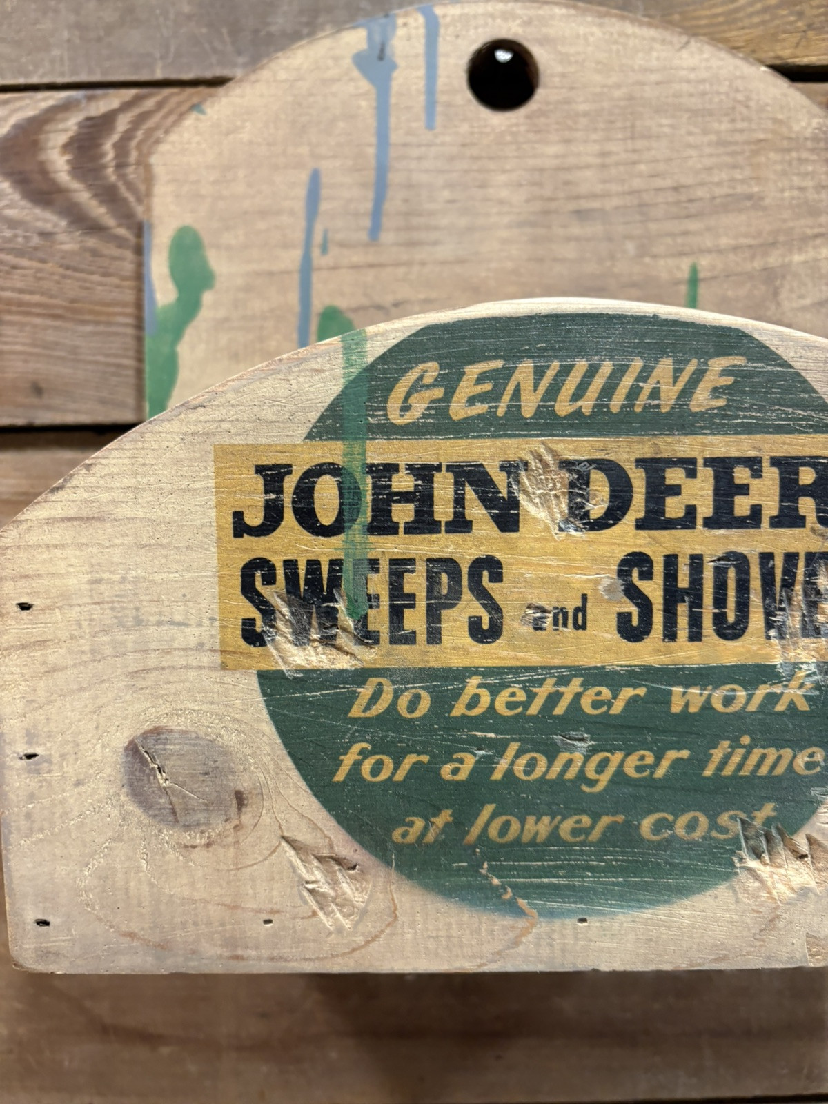 John Deere Sweep Shovels Wood Box Tractor Advertising Tool Paint Sign