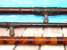 2 vintage split cane shark rods, 1 has roller rings Hardy fitting Jaws rod 641