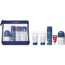 CLARINS MENS SET: SUPER MOISTURE GEL 50ML + DEODORANT ROLL ON 50ML + SHAMPOO AND