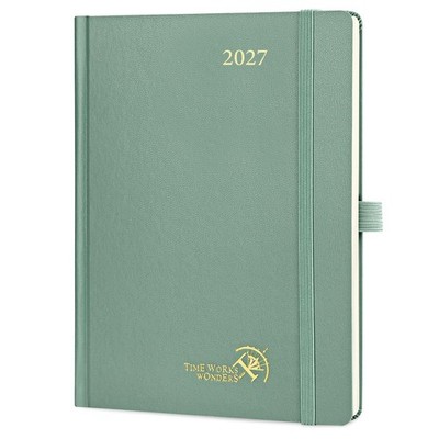 Poprun 2027 A5 Tagebuch Woche zum Ansehen - Medium (21,8 x 16,4 cm), Midnight Green