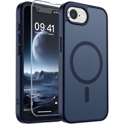 For iPhone 17e Case 16e Phone Cover Magnetic Shockproof Frost + Tempered Glass