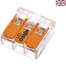 Wago 3-Core Connection Terminal Block - 32A Compact Control Lever, Pack of 20