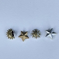 Vintage Button Covers Set of 3  Ceramic Celestial Sun Moon Star Metallic Artsy