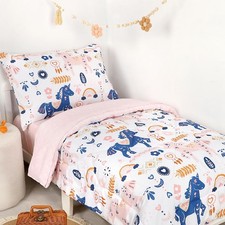 Bedding Set for Girls 4 Pieces Unicorn, Soft Breathable Comforter Set, Boho S...