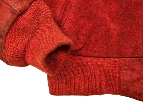 HOT VINTAGE 70's Men's SCHOTT @ BOMBER GENUINE SUEDE LEATHER Zip RED Jacket 38 S - Picture 8 of 19