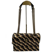New Kurt Geiger London Kensington Woven Metallic Bronze Leather Shoulder Bag