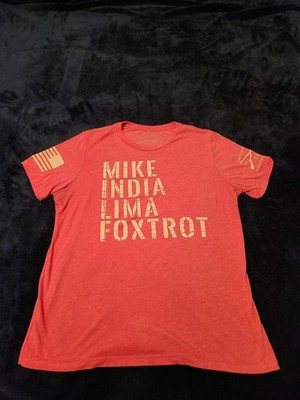 Grunt Style Mike India Lima Foxtrot Tee Red Heather Womens Large MILF T-Shirt