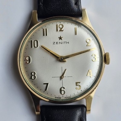 Vintage 9k Solid Gold Zenith Handaufzug Herren Armbanduhr Cal 2541