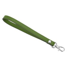 Leather Wristlet Strap, 190mm Hand Wrist Lanyard Leather Deep Green, Silver