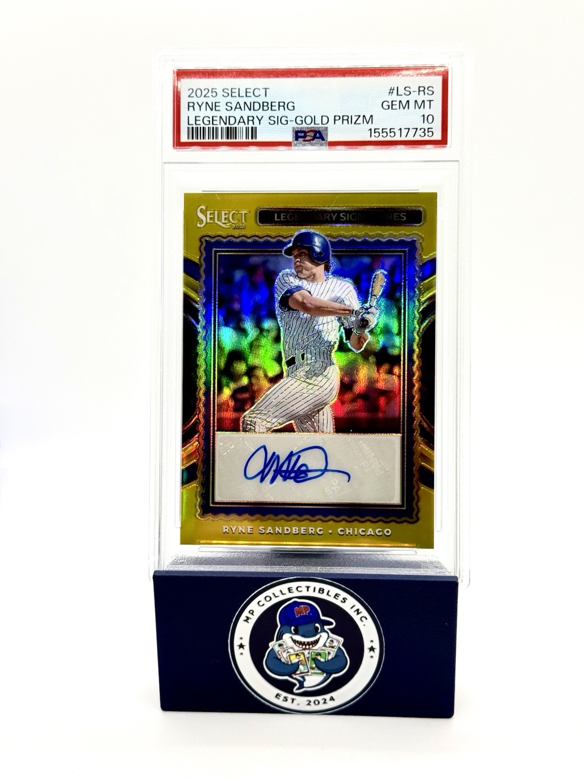 RYNE SANDBERG 2025 Select #LS-RS LEGENDARY SIGNATURES GOLD PRIZM SSP /10 PSA 10
