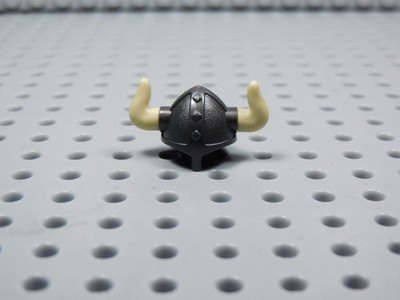 LEGO Dark Pearl Gray Viking Helmet w/ Tan Curved Horns Minifig AP