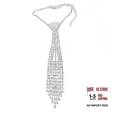 Womens Sparkling Rhinestone Ties Adjustable Pre-Tied Clear Crystal, Fringes