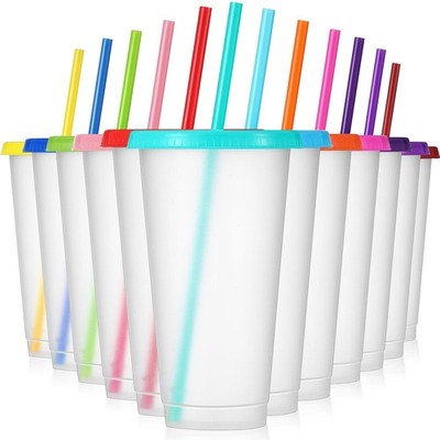 Mifoci 12 Pcs Plastic Tumbler with Lids and Straws Reusable Plastic Tumblers ...