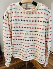 Vintage Hand Embroidered Floral Multicolor Sweater Size M Cottagecore