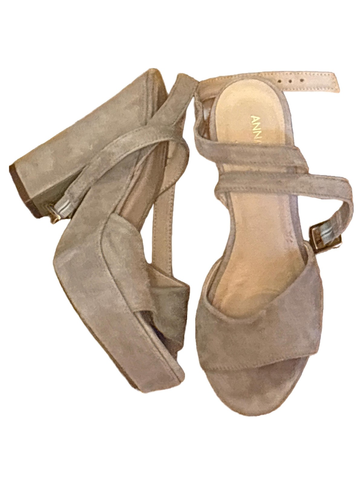 Sandalias de plataforma Anna Field mujer elegantes tacón bloque gamuza beige 37