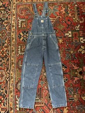 Vintage Carhartt Bib Overalls Kids 6X/7 Blue Denim Double Knee Made in USA