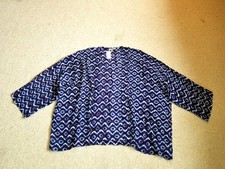 NWT Womens Jacket/Kimono-ANN TAYLOR LOFT-navy/white Batik open 3/4 slv BOHO-M/L