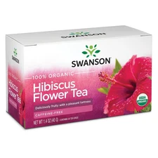 Swanson 100% Certified Organic Hibiscus Flower Tea, Caffeine-Free, 20 Bag(s)