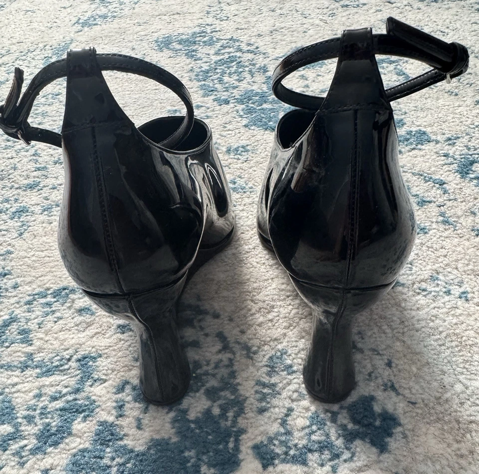 Sportmax женщин лодыжки надежном остроконечный носок лакированная кожа на танкетке каблук туфли размер 9 - Изображение 3 из 4