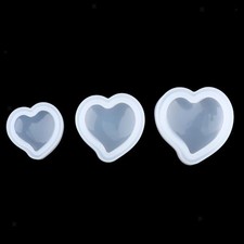 3pcs Silicone 3D love heart Mold for Resin Casting Jewelry Making DIY