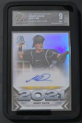 Henry Davis 2021 Bowman Draft Class Of 2021 RARE 9 Refractor Auto 085/250