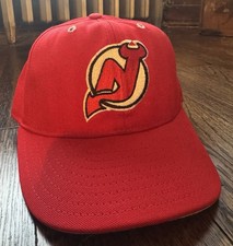 VINTAGE 90s New Jersey Devils Annco Double Logo Fitted Hat 7 1/4 NHL Made in USA