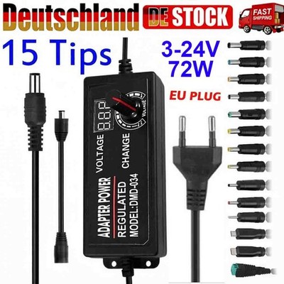 DC 3V~24V 72W AC/DC-Adapter Universelle Netzteile Einstellbare Schaltnetzteil DE