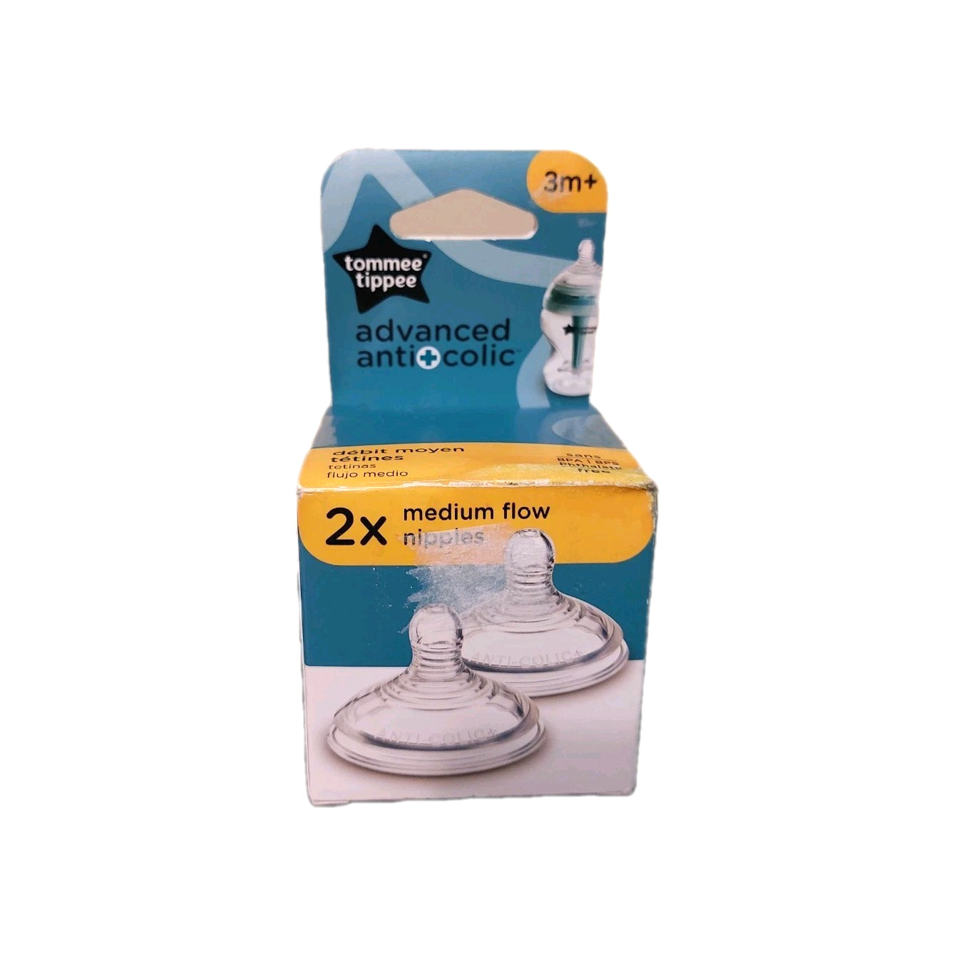 Tommee Tippee 2 Advanced Anti-Colic Medium Flow Nipples 3M+ 
