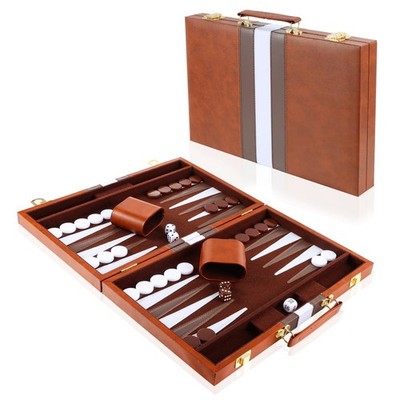 BackgammonSet für 2 Spieler, 15 Zoll Backgammon Koffer mit komplettem Zubehör...