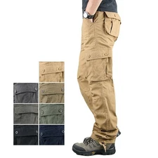 Men's Army Tactical Combat 100% Cotton Cargo Work Pants Outdoor Hiking Trousers