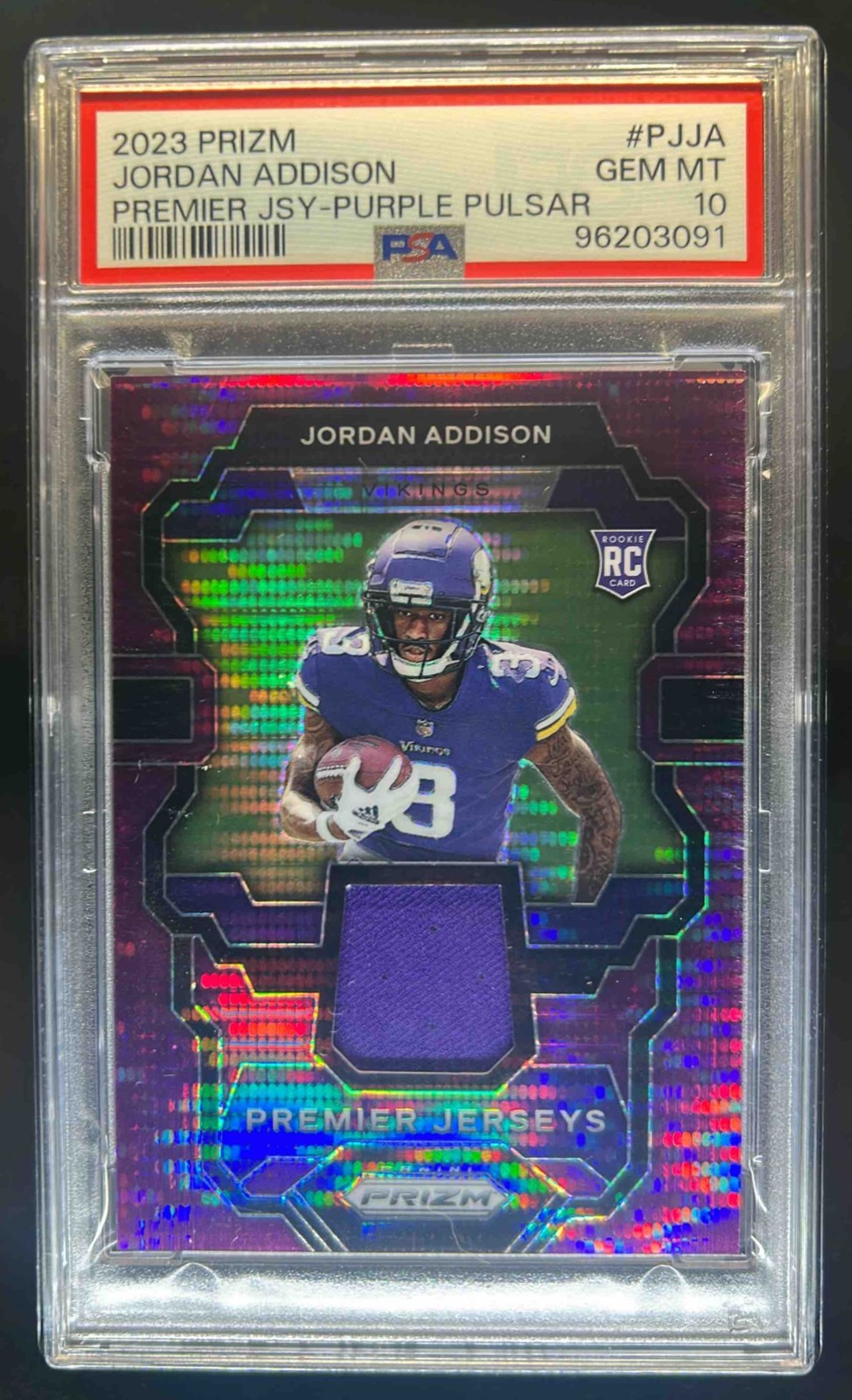 Jordan Addison Panini Prizm Premier Jerseys #PJJA Purple Pulsar