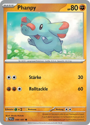 Phanpy / Pokémon Karte / Deutsch / Paldeas Schicksale / 048/091 / PAF 048 / Nonh