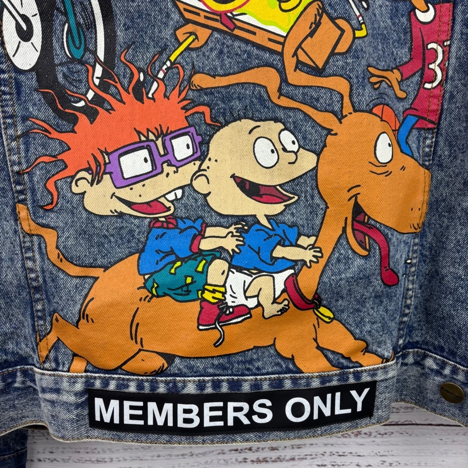 Members Only Nickelodeon Jean Denim Jacket 2XL Rugrats Hey Arnold SpongeBob - Image 3 of 4