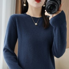 Winter Damen Pullover Warmes Rundhals-Strickpullover aus Wolle & Kaschmir Neu