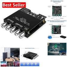 Compact 2.1 Channel Bluetooth Amplifier with Treble  Bass Control - 100W Power