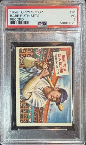 1954 TOPPS SCOOP BABE RUTH SETS RECORD #41 PSA 3 VERY GOOD
