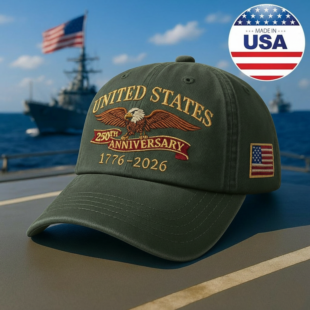 250th Anniversary Embroidered Trucker Hat: U.S. Tribute Retro Cap